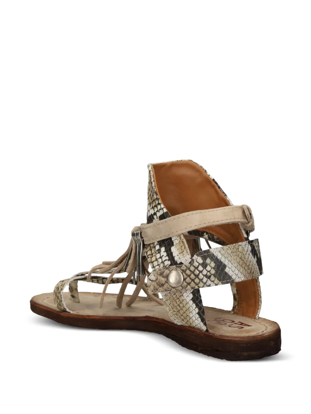 A.S.98 Sandalen van slangenleer Beige