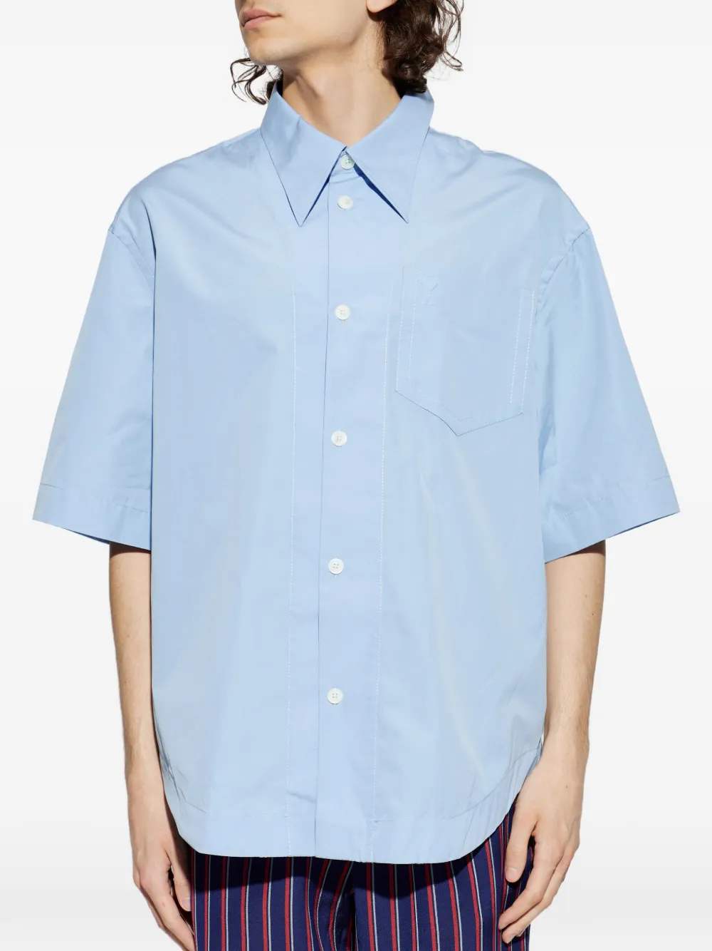 AMI Paris Overhemd met korte mouwen en zak Blauw