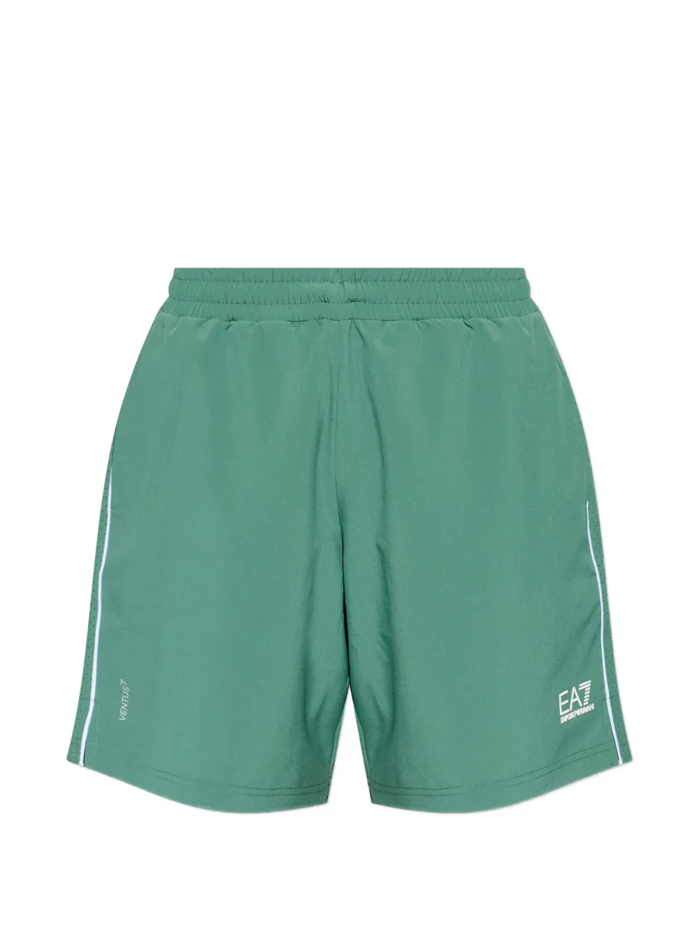 Ea7 Logo Stripe Trim Shorts In Green