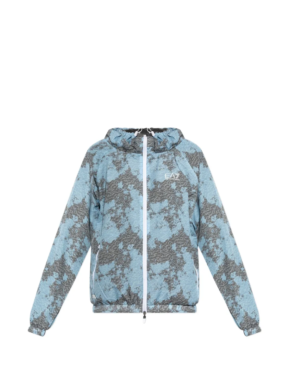 Ea7 Emporio Armani Dynamic Athlete patterned hooded jacket - Blu