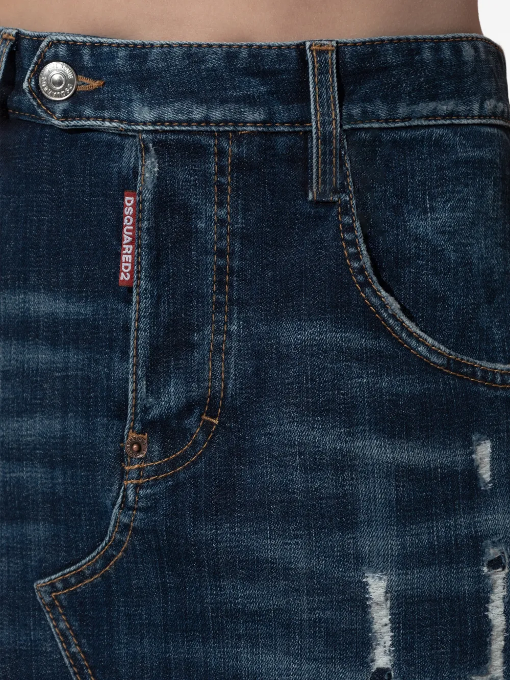 DSQUARED2 Gerafelde maxi-rok met split Blauw