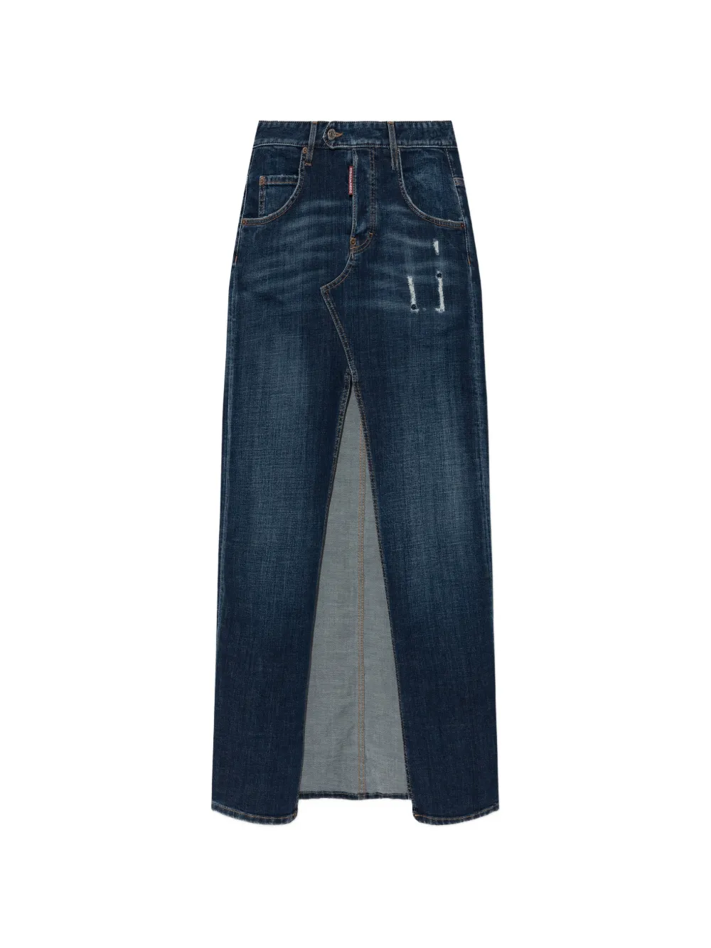 DSQUARED2 distressed slit maxi skirt - Blu