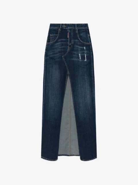 DSQUARED2 distressed slit maxi skirt