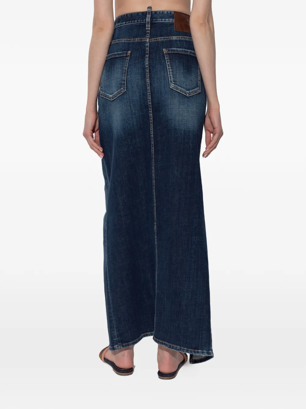DSQUARED2 Gerafelde maxi-rok met split Blauw