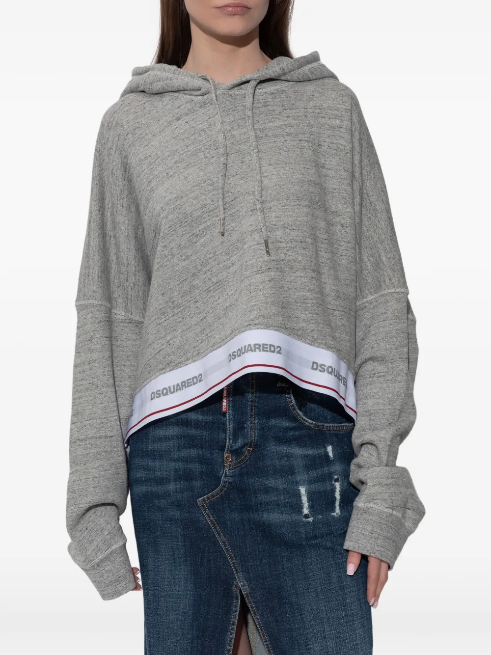  Dsquared2 Cropped Hoodie - Grey 