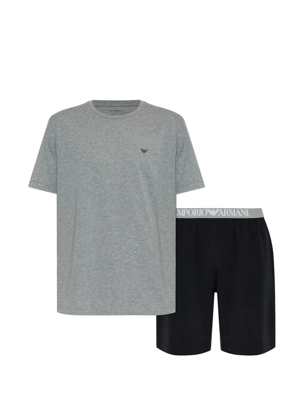 Emporio Armani logo-waistband pajama set - Grau