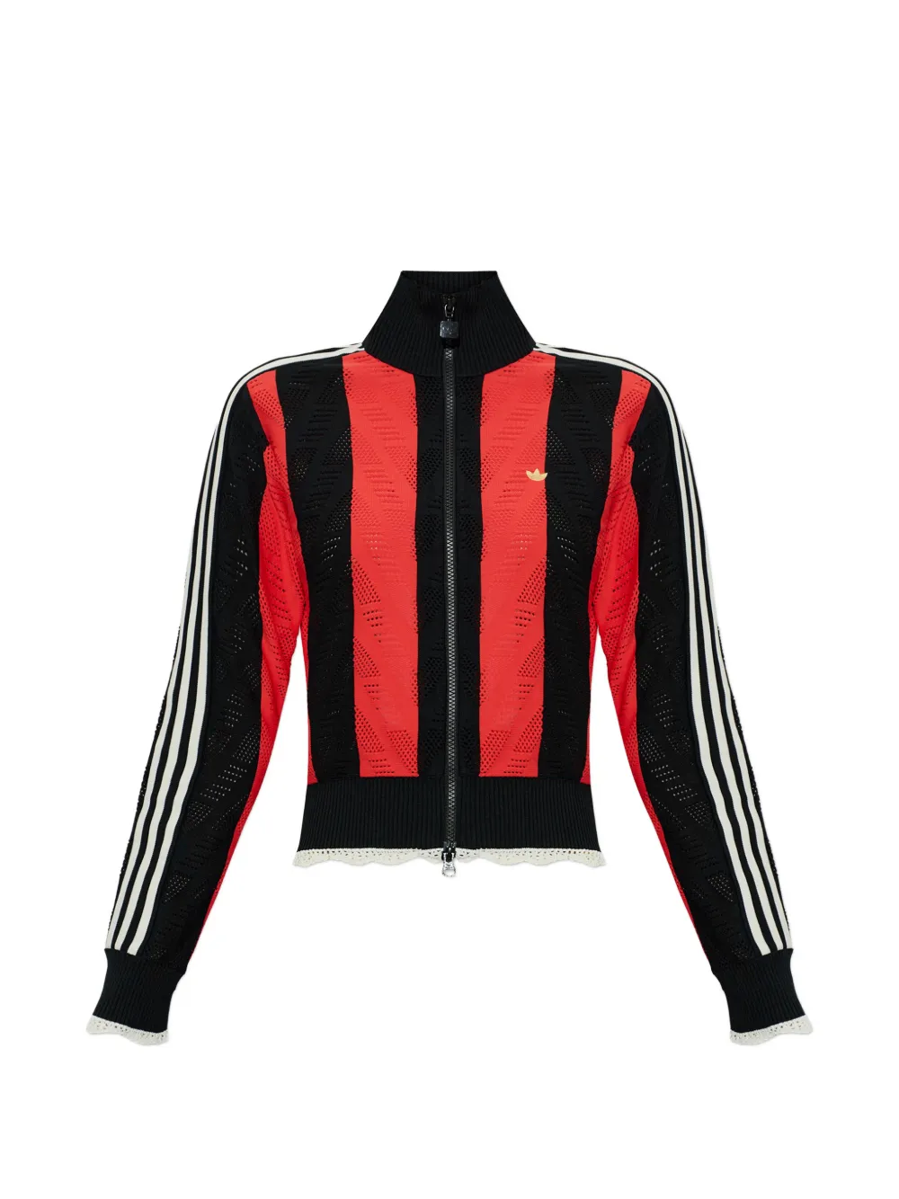 adidas striped logo-appliqué cardigan - Rosso