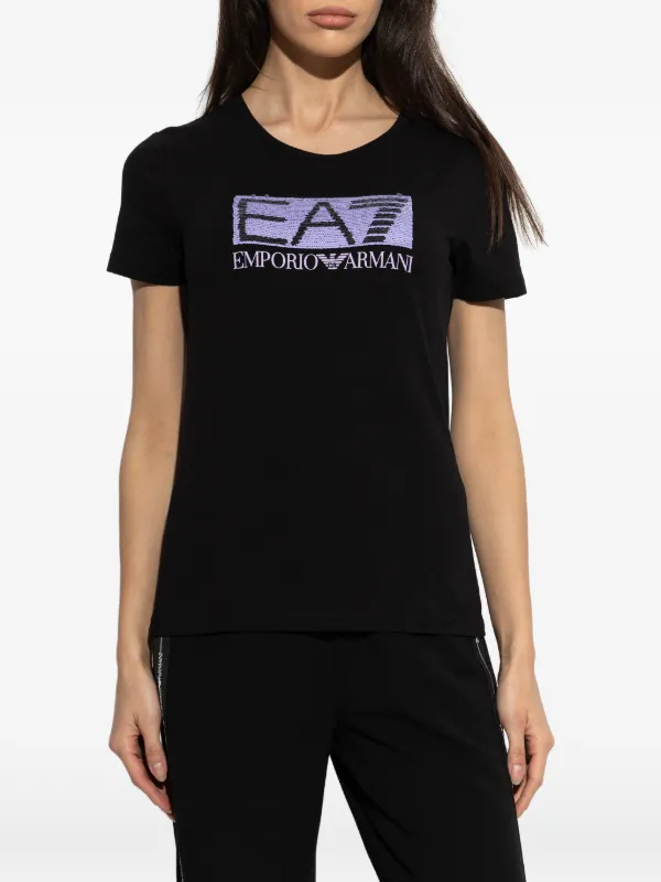 Ea7 Emporio Armani スパンコール ロゴ Tシャツ | ブラック | FARFETCH JP