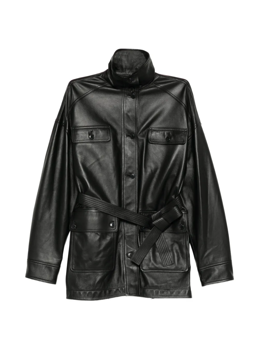 Yves Salomon leather safari jacket - Nero