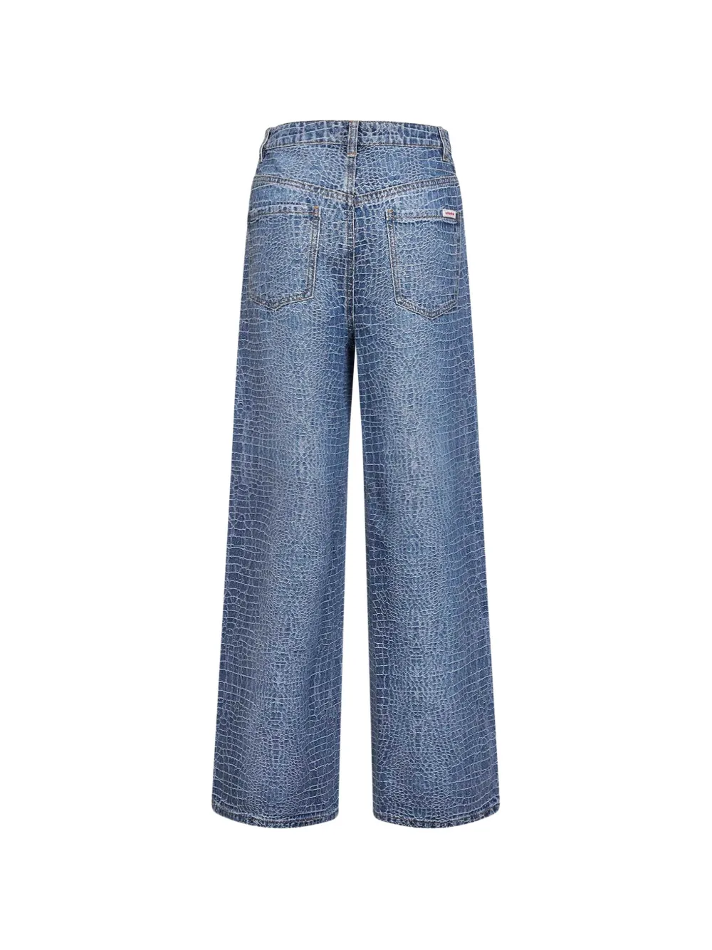 Self-Portrait Jeans met krokodillen-reliëf en stras Blauw