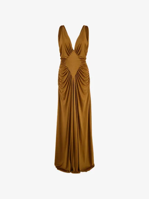 Versace pleated V-neck gown