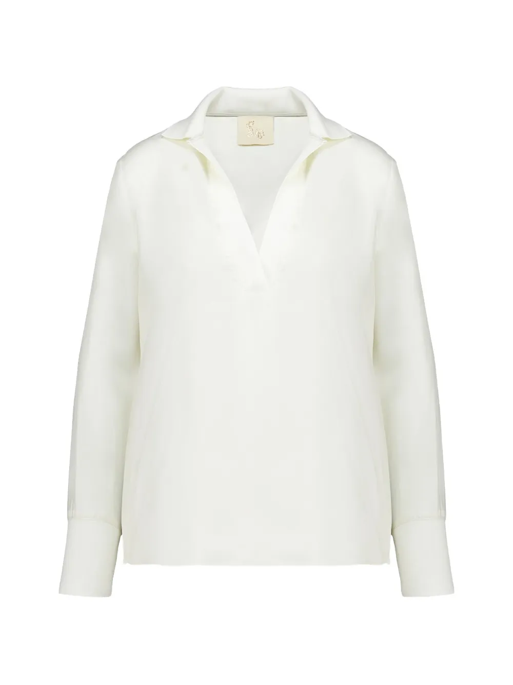 Paula Diane V-neck Long-sleeve Blouse In White