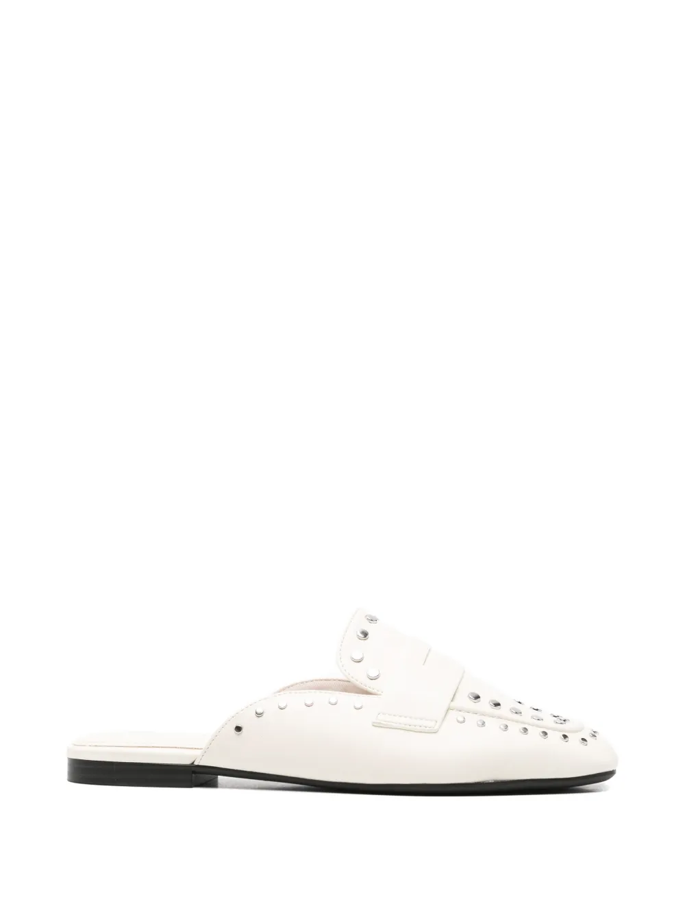 Tamaris Studded Leather Mules In Neutral