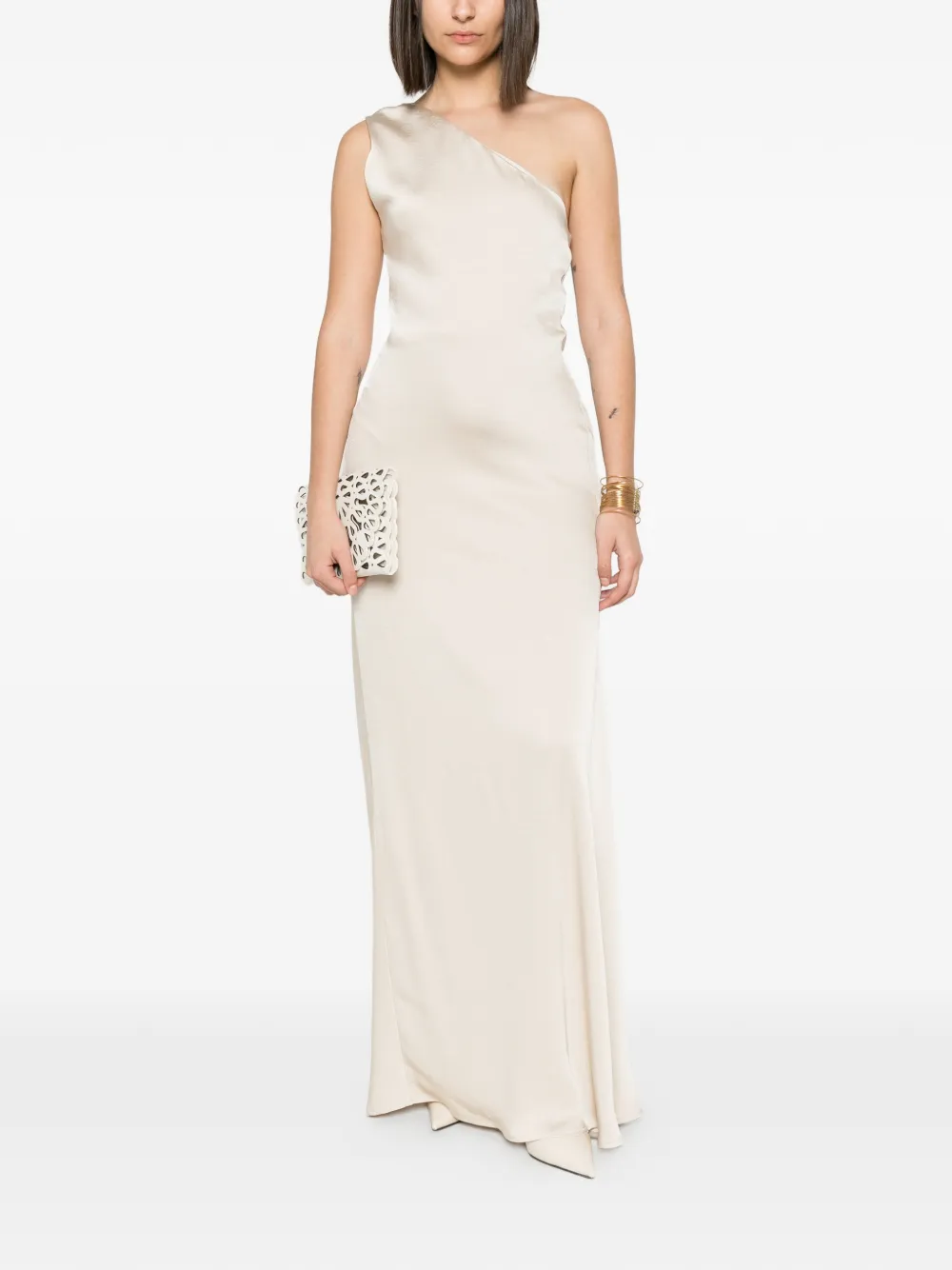 Eleh one-shoulder satin maxi dress - Toni neutri