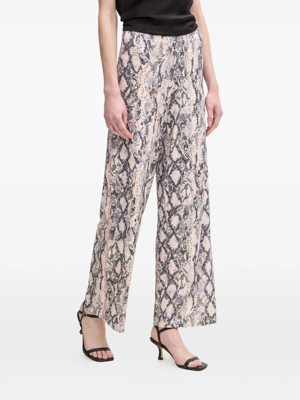 OUI Broek met slangenprint Beige
