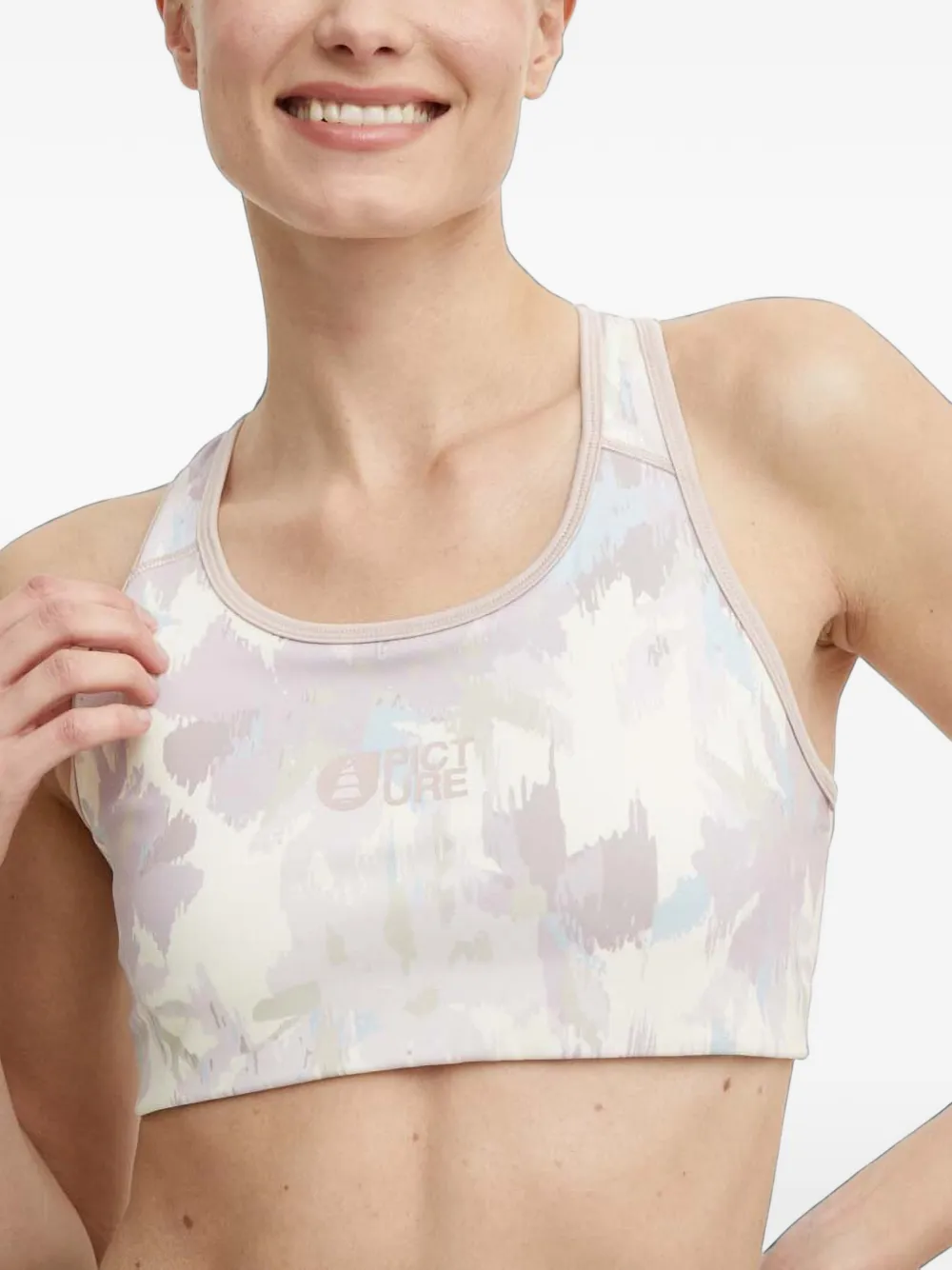 PICTURE abstract-print racerback sports bra - Multicolore