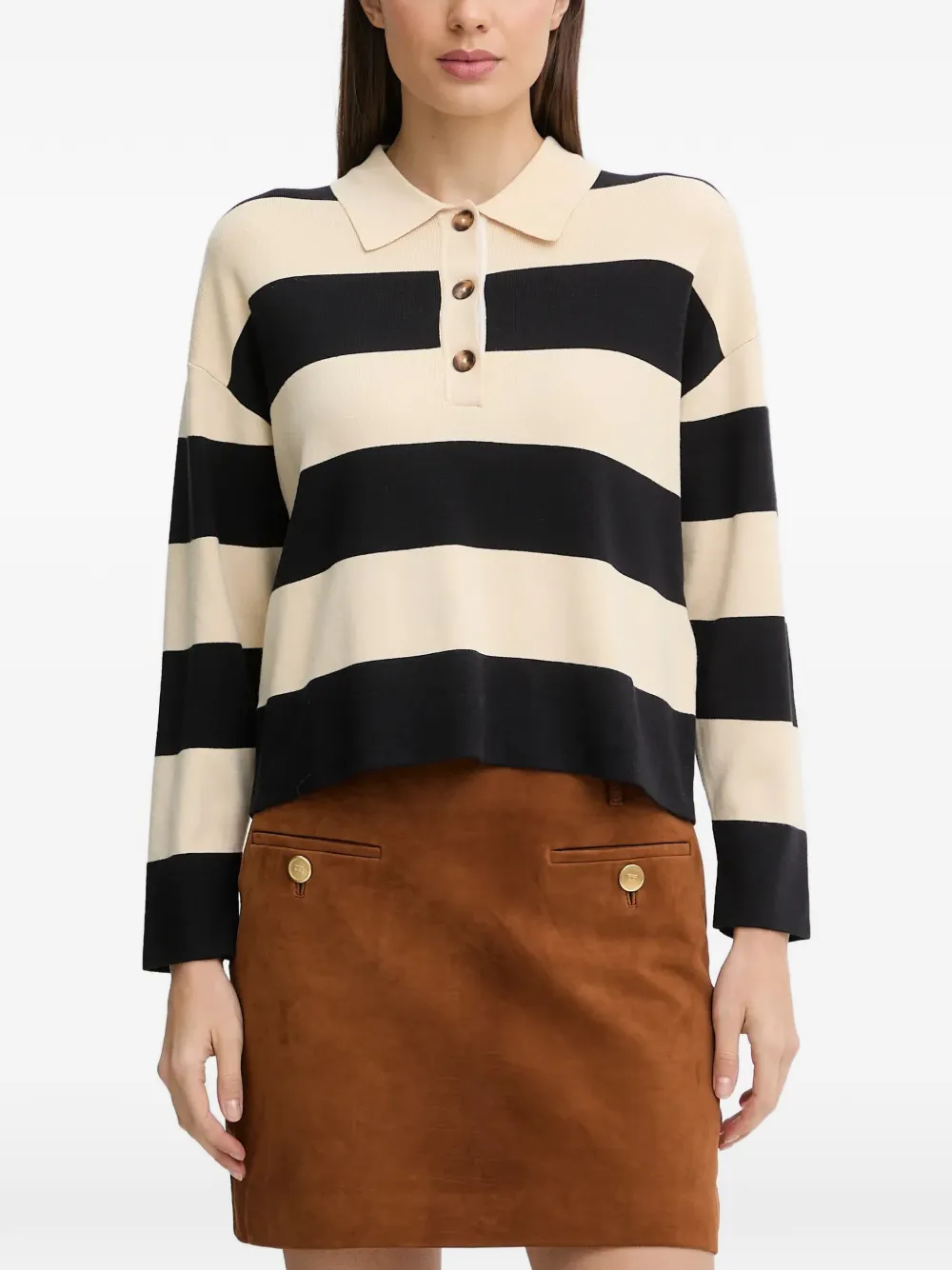 Pedro Del Hierro striped polo-collar sweater - Toni neutri