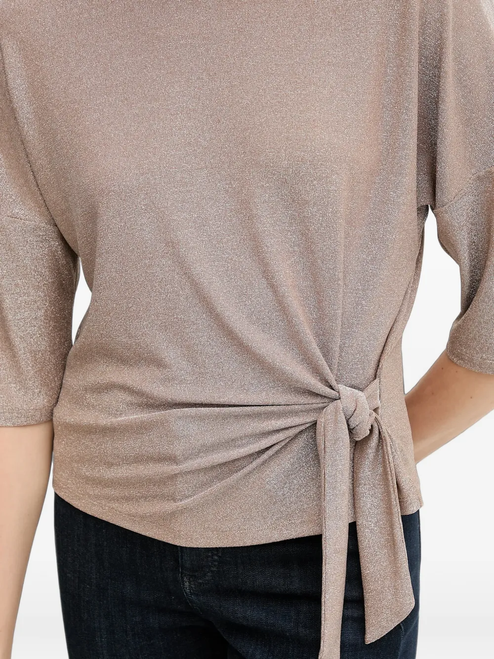 OUI Blouse met geknoopt detail Beige