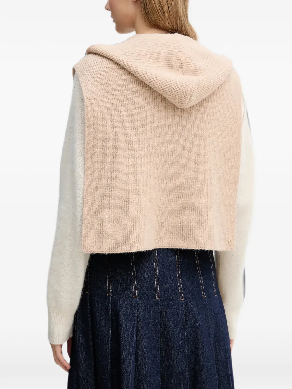 Pedro Del Hierro hooded ribbed-knit scarf Beige