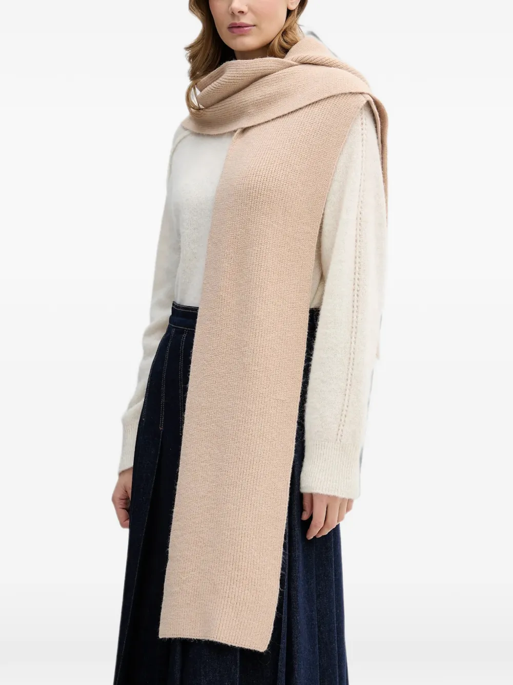 Pedro Del Hierro hooded ribbed-knit scarf Beige