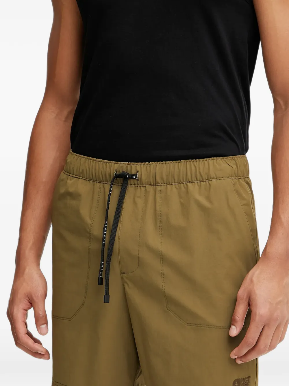 Picture Drawstring Elasticated Shorts In Green