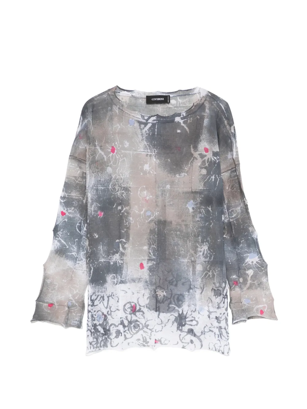 Cividini Ernesta Patterned Notched Sweater In Gray