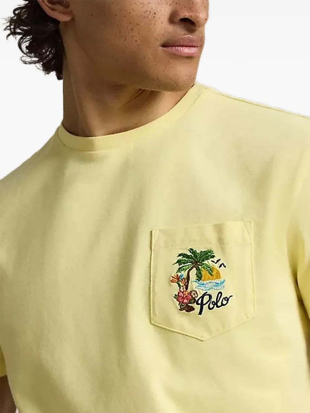 Polo Ralph Lauren embroidered-pocket T-shirt | Yellow | FARFETCH ZA