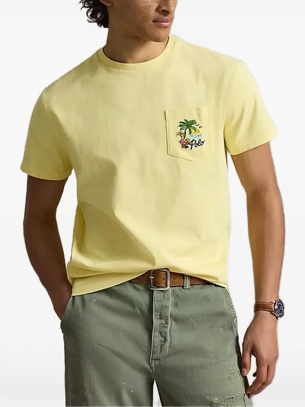 Polo Ralph Lauren embroidered-pocket T-shirt - Giallo