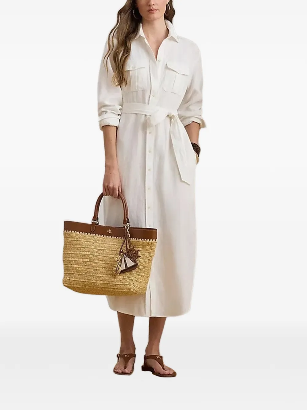 Lauren Ralph Lauren belted shirt dress - Bianco