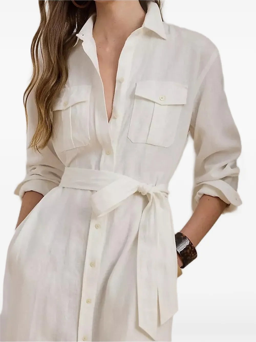Lauren Ralph Lauren Blousejurk met ceintuur Wit