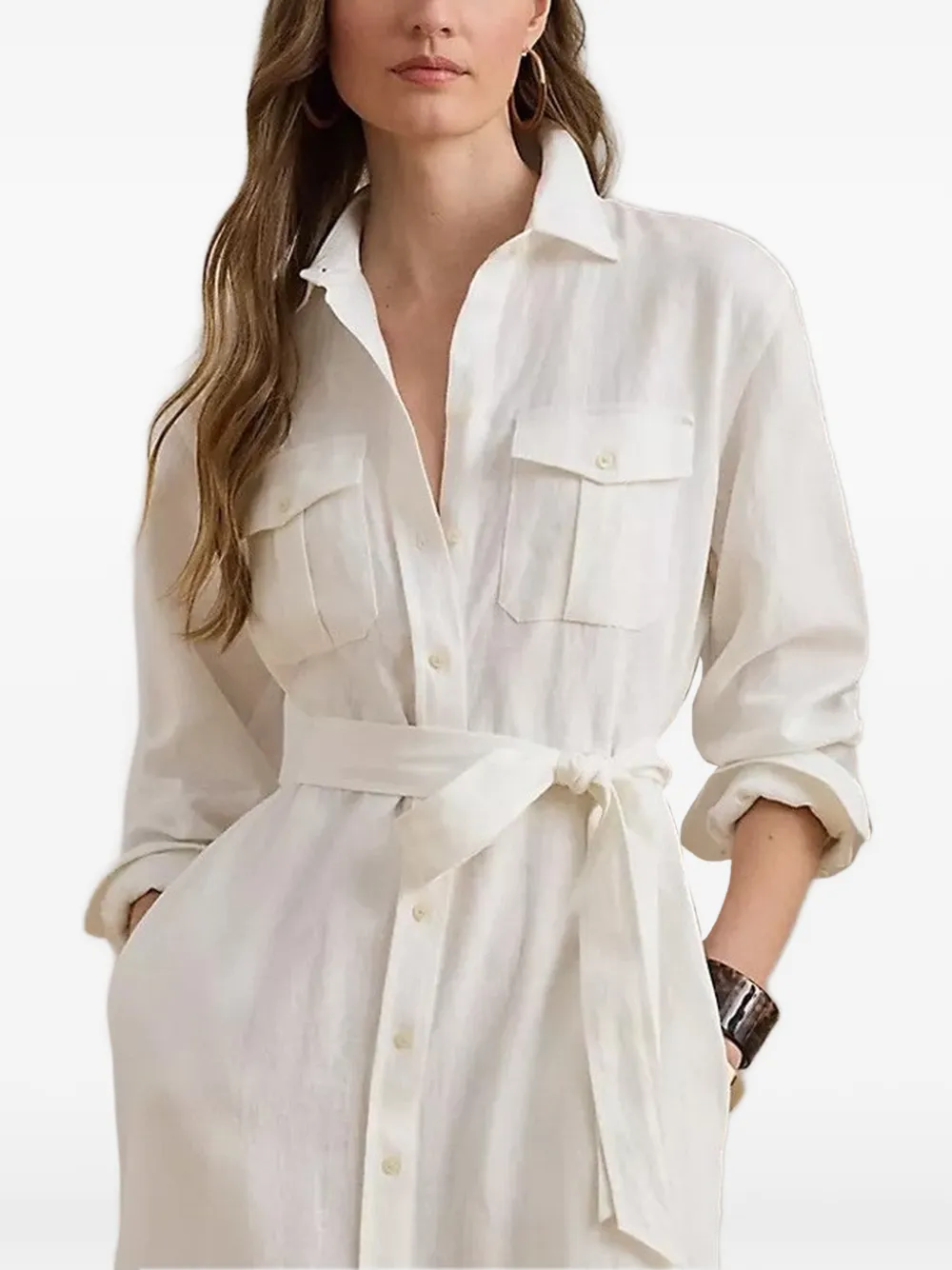 Lauren Ralph Lauren Blousejurk met ceintuur Wit