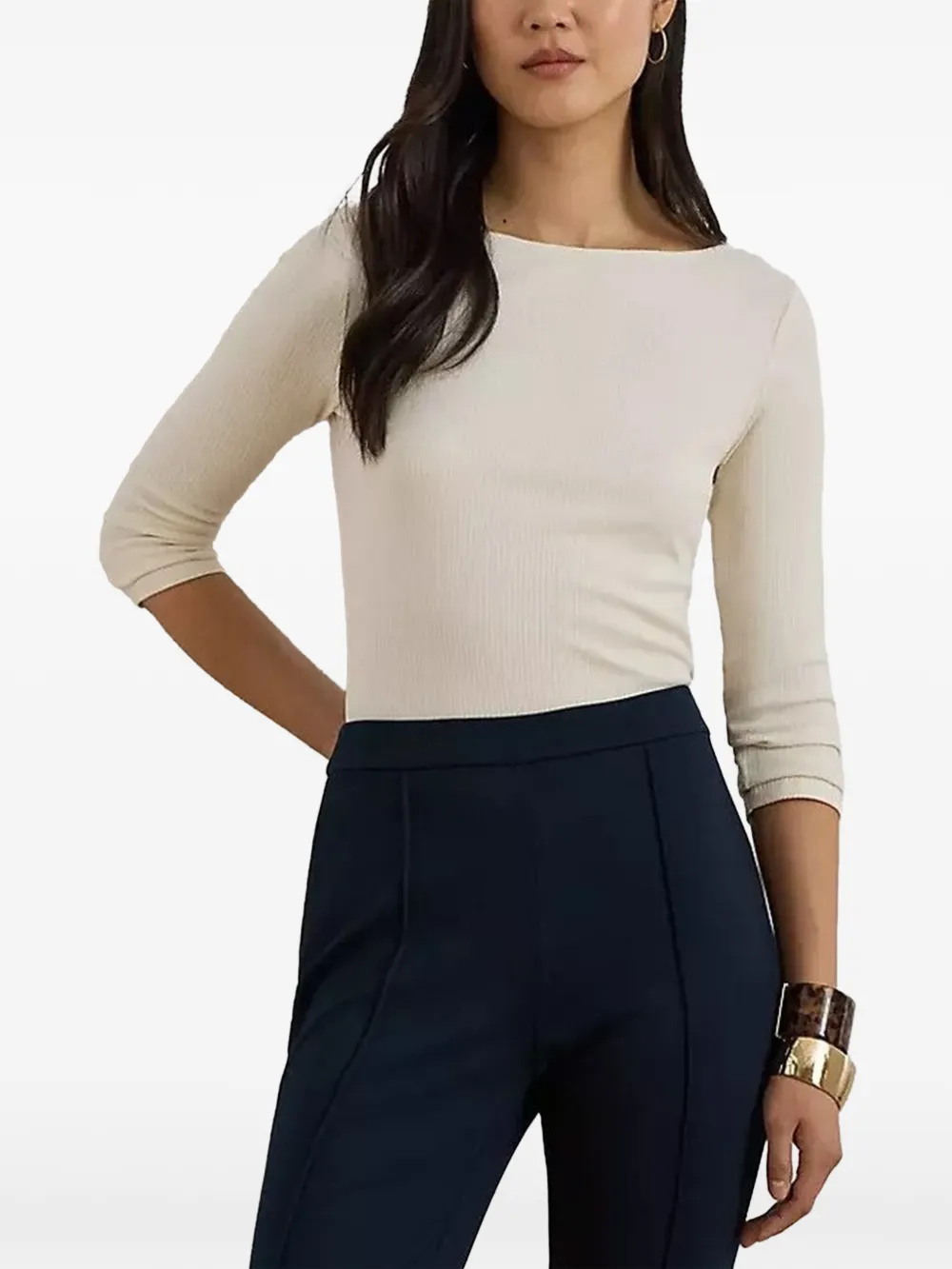 Lauren Ralph Lauren Top in maglia a coste - Toni neutri