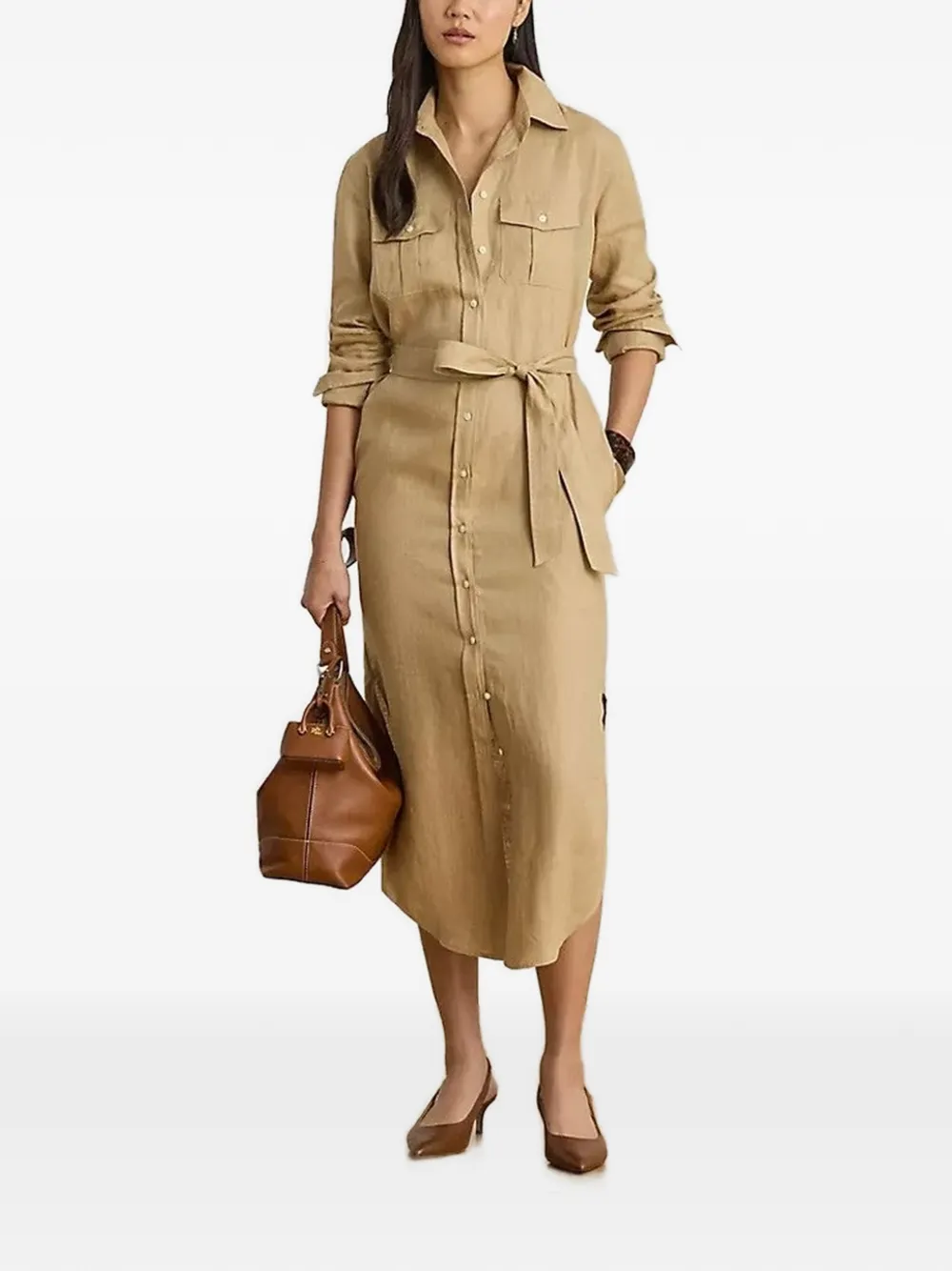 Lauren Ralph Lauren Blousejurk met ceintuur Beige