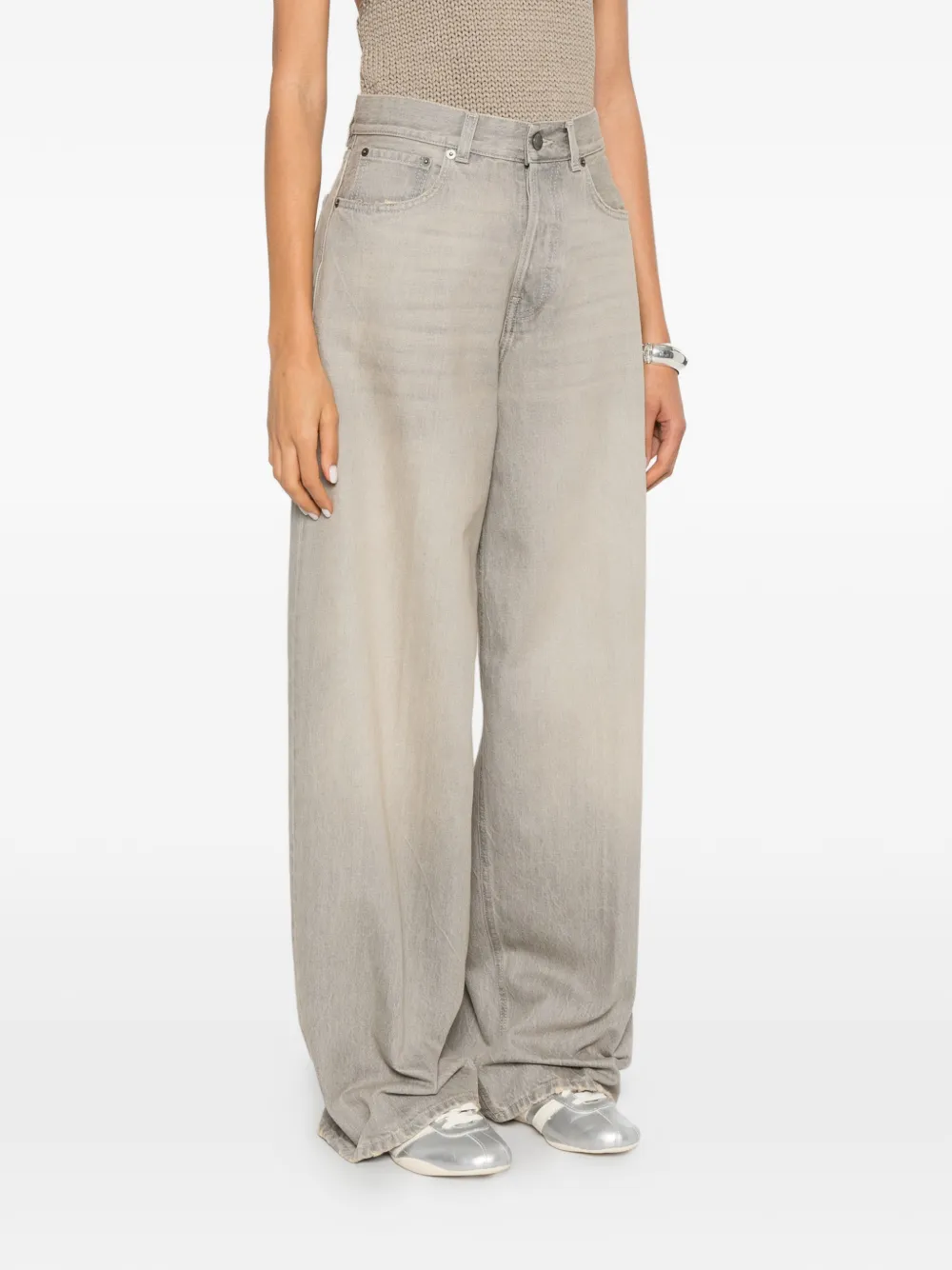 Haikure Bethany jeans met wijde pijpen en vervaagd effect Grijs