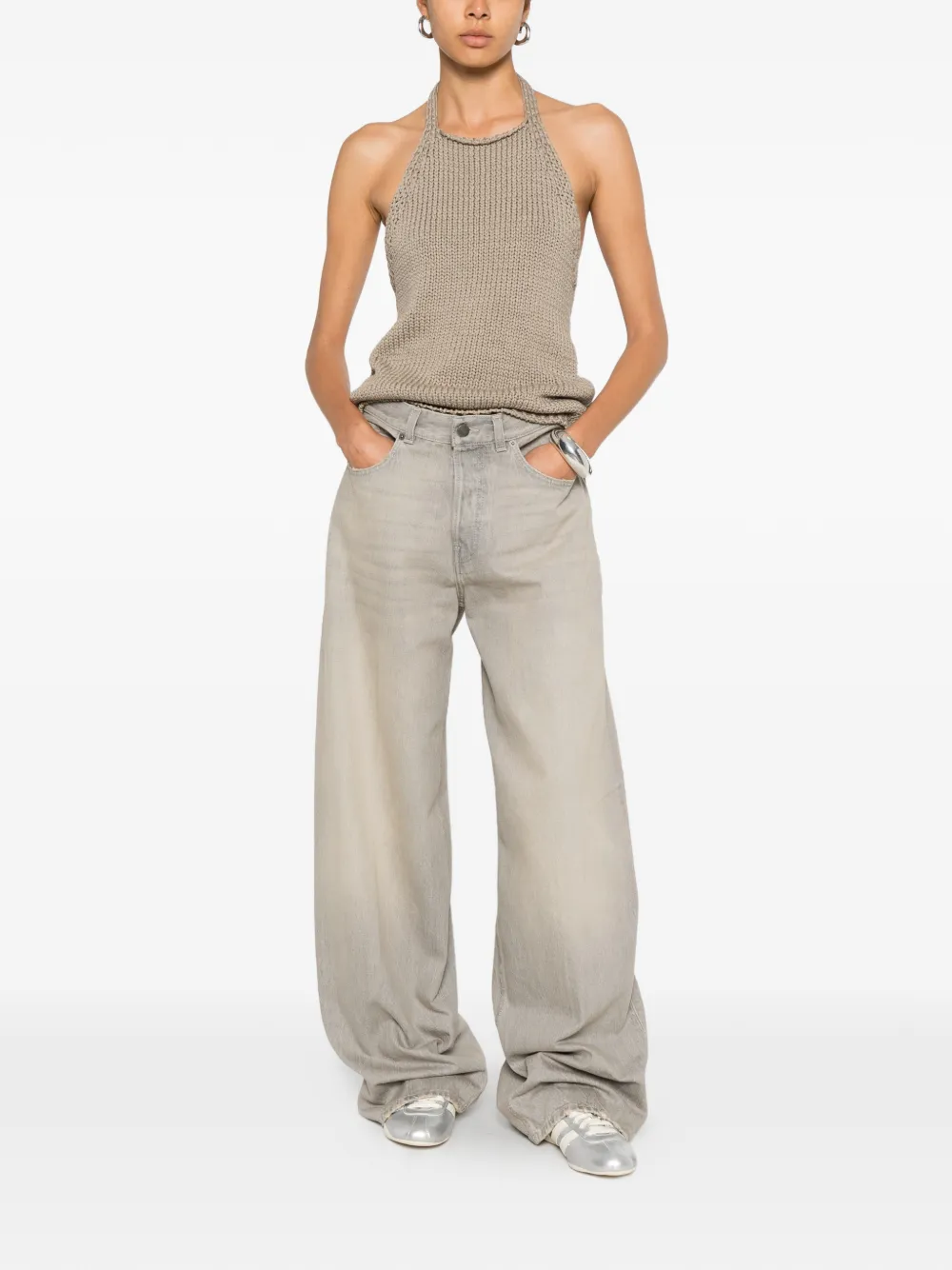 Haikure Bethany jeans met wijde pijpen en vervaagd effect Grijs