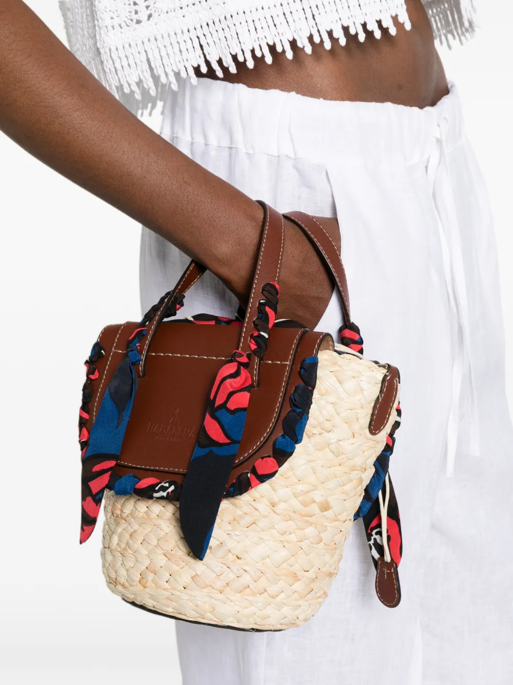 CUBA LAB Habanera Hibiscus zijden geweven mini-tas Beige