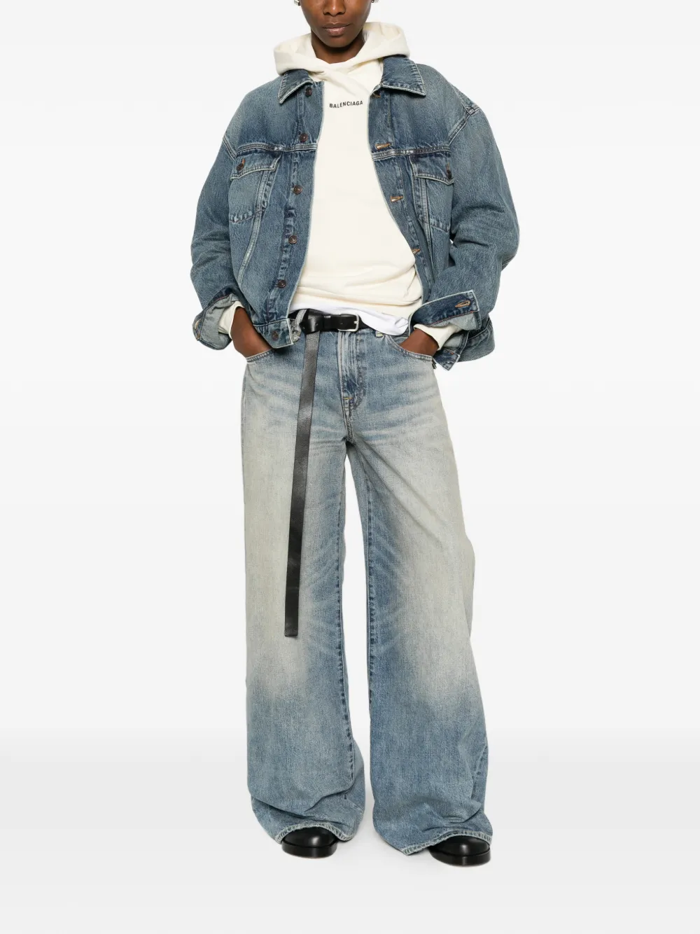 Balenciaga Kick denim jack Blauw