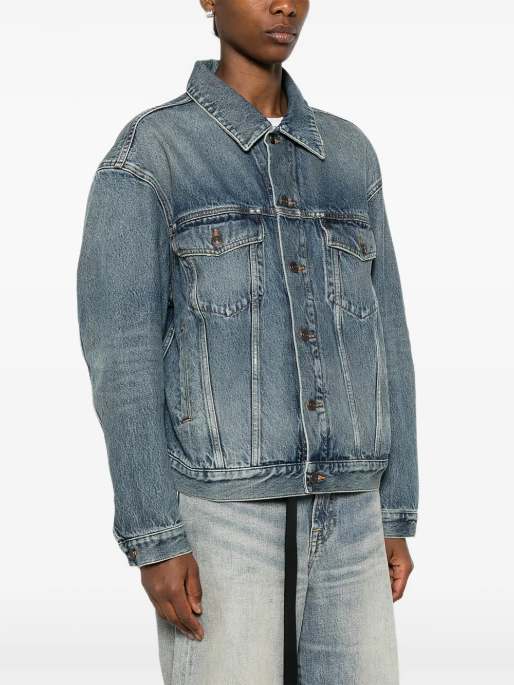 Balenciaga Kick denim jack Blauw