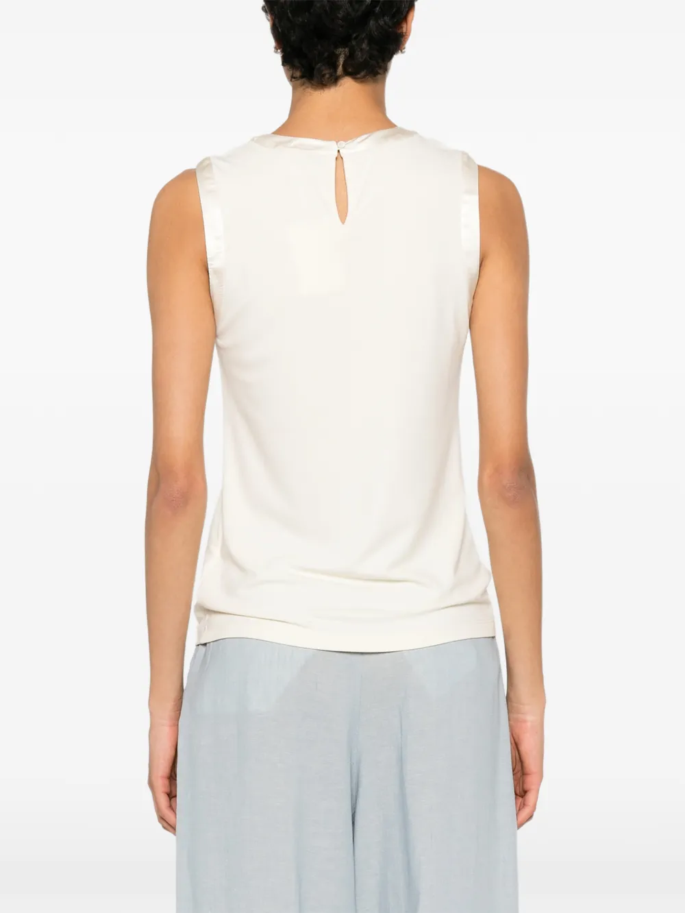 Eleh Mouwloze top met ronde hals Beige