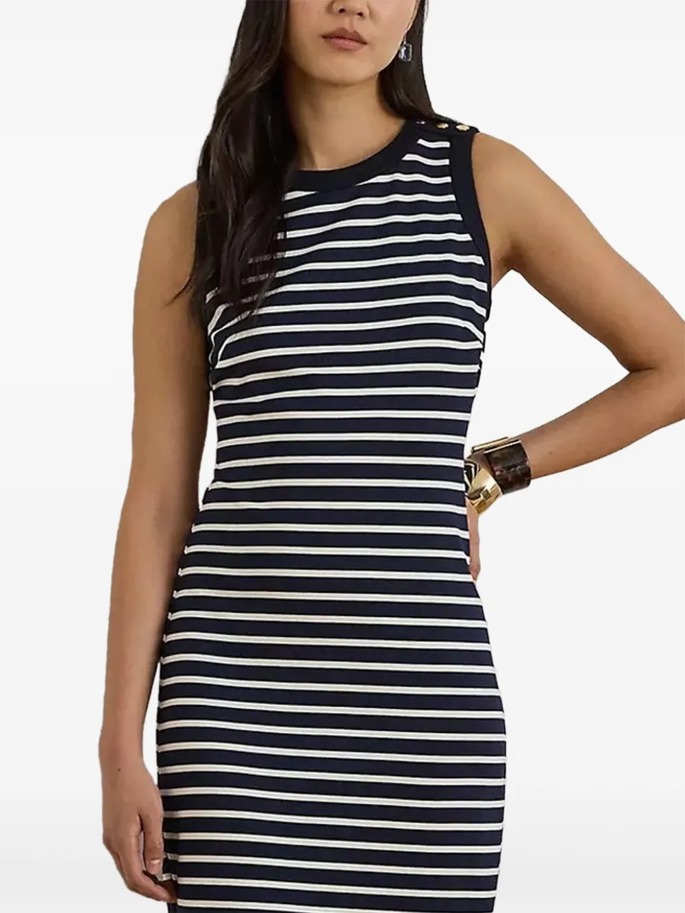 Lauren Ralph Lauren striped button dress - Blu