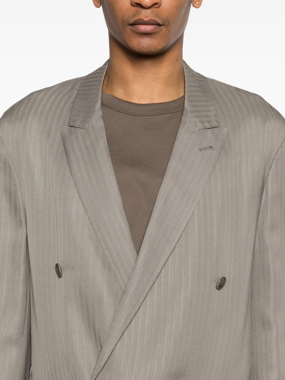GIORGIOARMANI ダブルスーツ 48 深緑　Lサイズ ヘリンボーン Giorgio Armani ヘリンボーン ダブルスーツ | グレー | FARFETCH JP