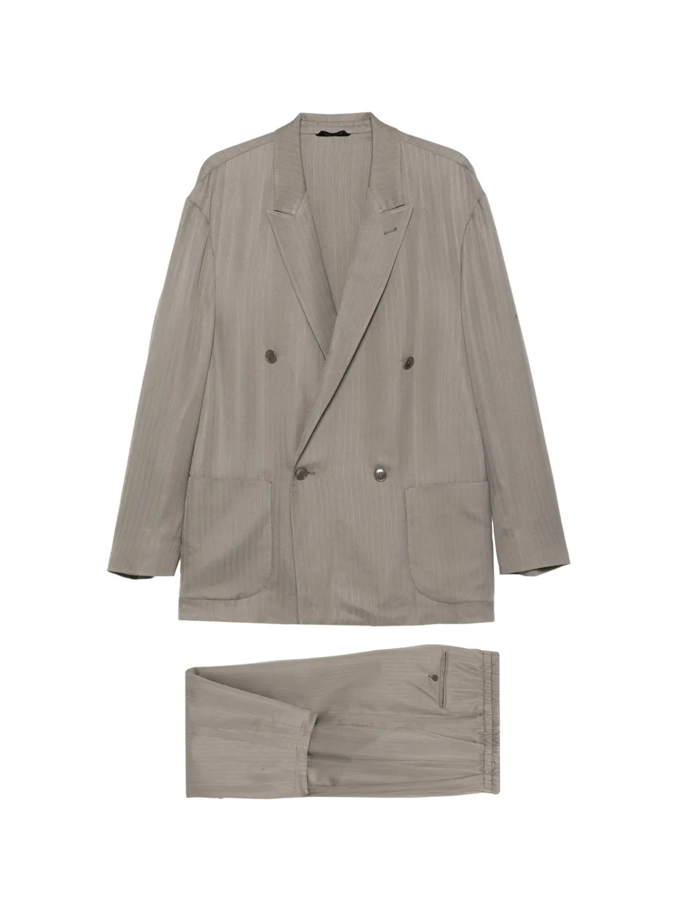 Giorgio Armani Completo doppiopetto con motivo a spina di pesce - Grigio