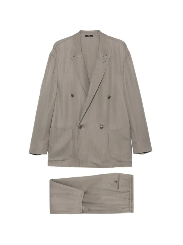 Giorgio Armani ヘリンボーン ダブルスーツ | グレー | FARFETCH JP