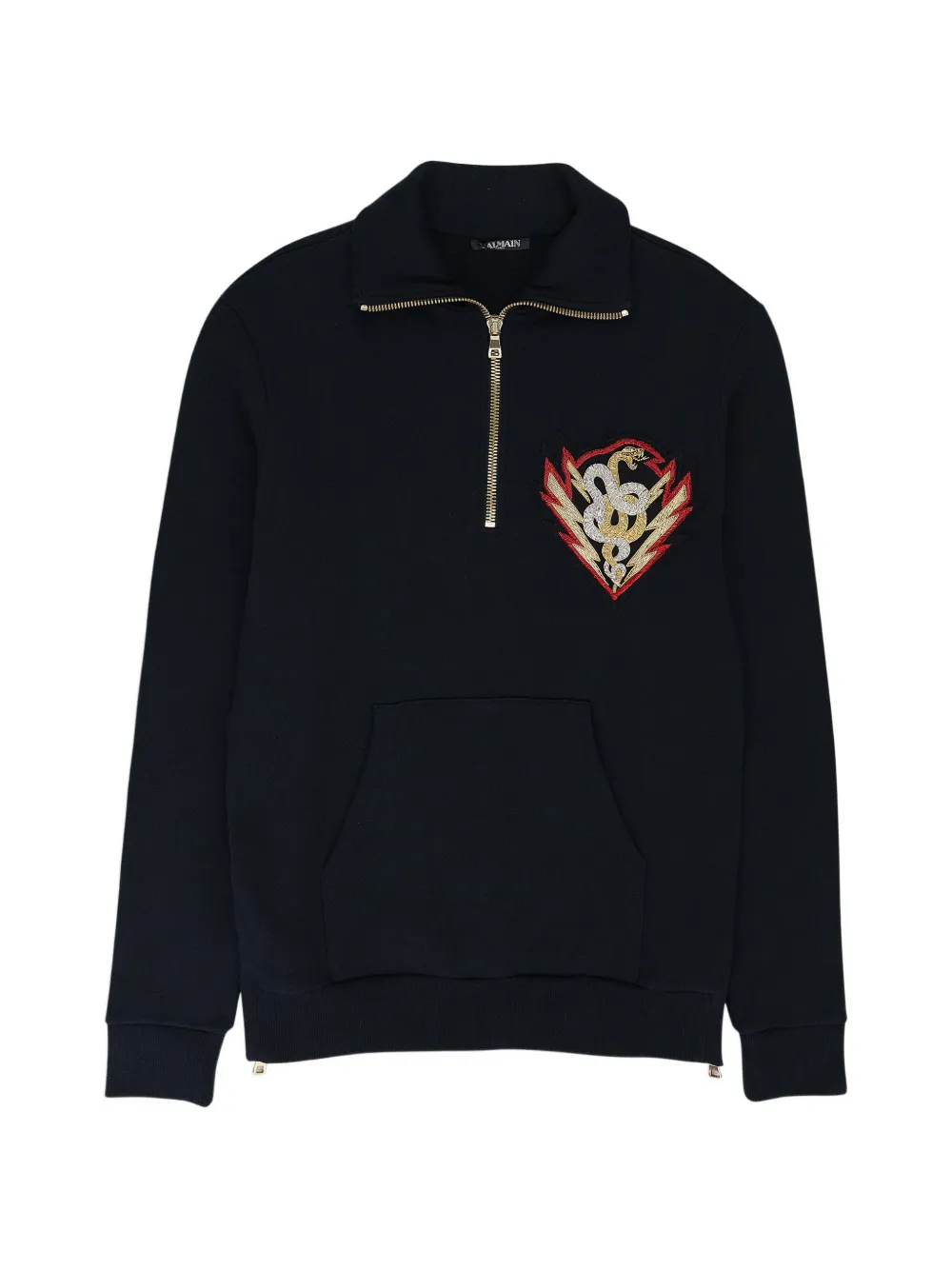 Balmain 刺绣细节拉链卫衣 | 蓝色 | Image 1