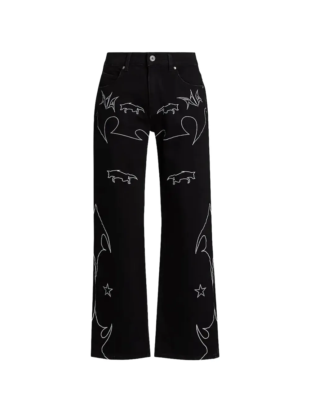 RTA Jonas Western embroidered wide-leg jeans - Nero