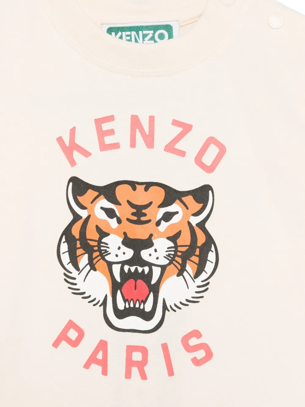 Kenzo Kids T-shirt met tijger-grafische print Beige