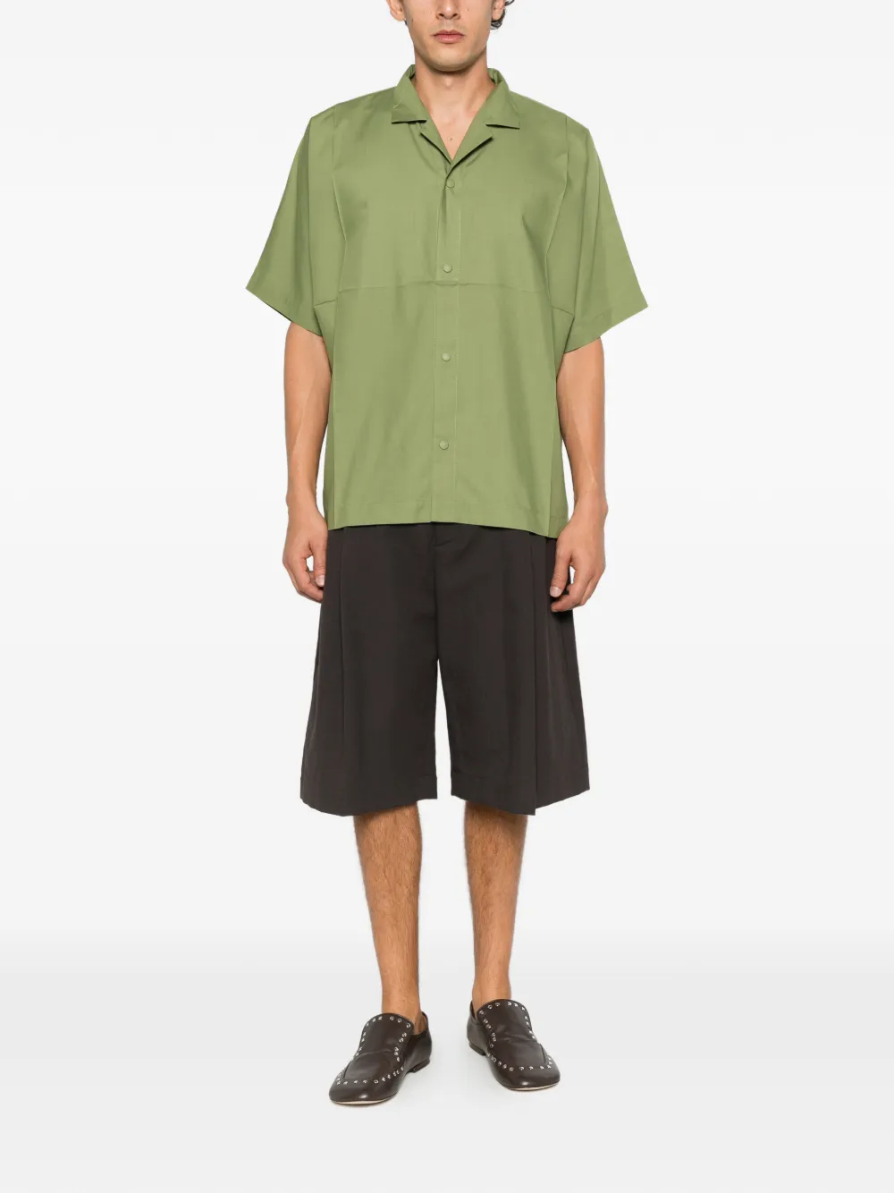 Issey Miyake Men short-sleeved camp-collar shirt - Verde