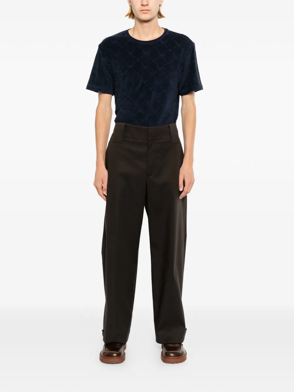 Emporio Armani Terry T-shirt met logo jacquard Blauw