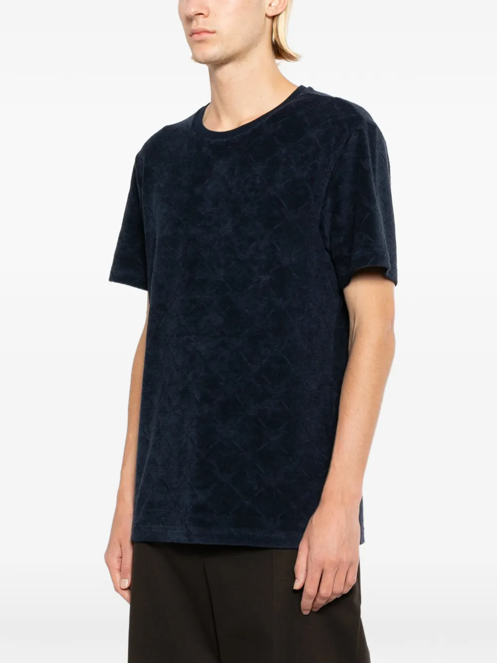 Emporio Armani Terry T-shirt met logo jacquard Blauw