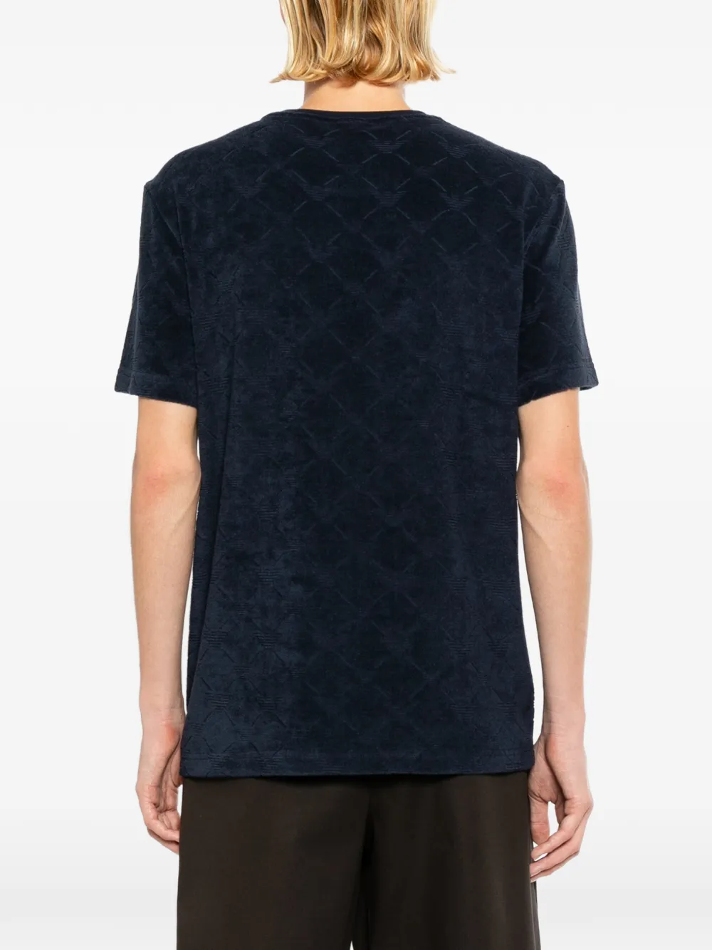 Emporio Armani Terry T-shirt met logo jacquard Blauw